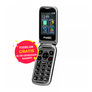 Krijg tijdelijk een gratis 16 GB geheugenkaart bij de Fysic F25 Senioren Mobiele Telefoon. 