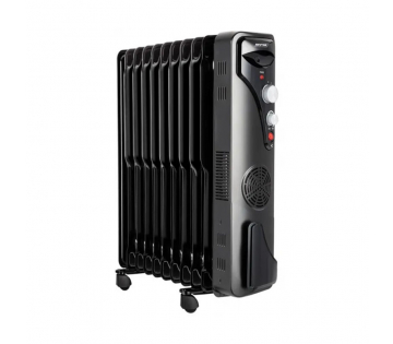 Deze verrijdbare elektrische radiator beschikt over 11 verwarmingselementen voor een efficiënte warmteverspreiding. 