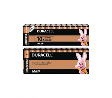 De 24 stuks Duracell Batterijen zijn verkrijgbaar in AA en AAA.