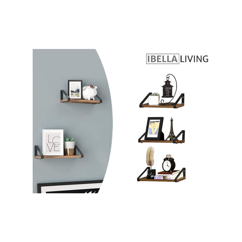 De Set van 3 iBella Living Wandplanken hebben een industriële en vintage look.